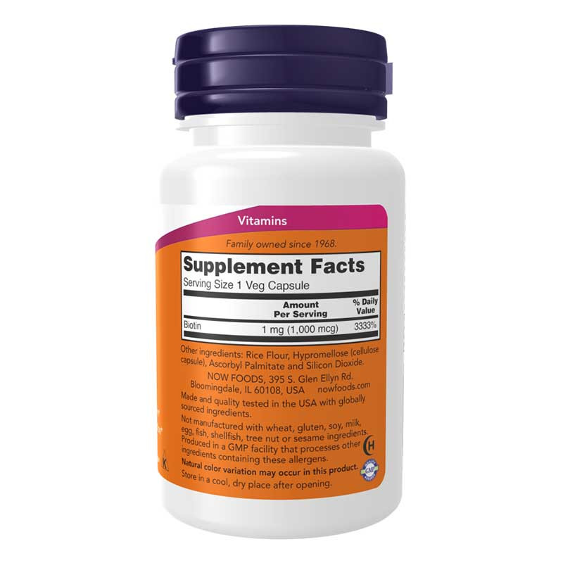composition biotine 1000mcg NOW