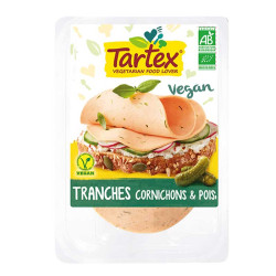 tranches vegan cornichons et pois Tartex