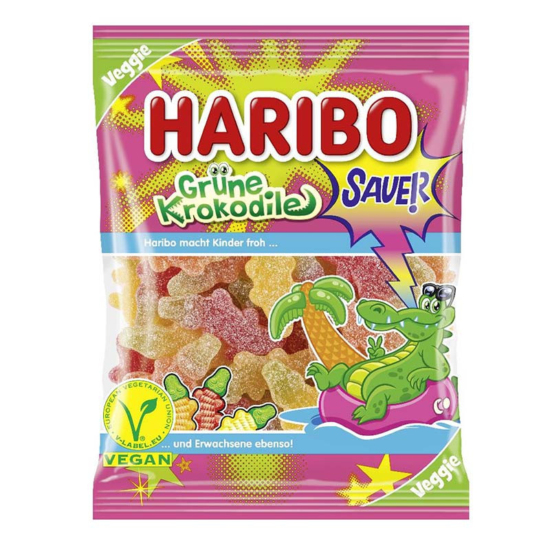 Bonbons crocodiles acidulés Haribo 275g sur