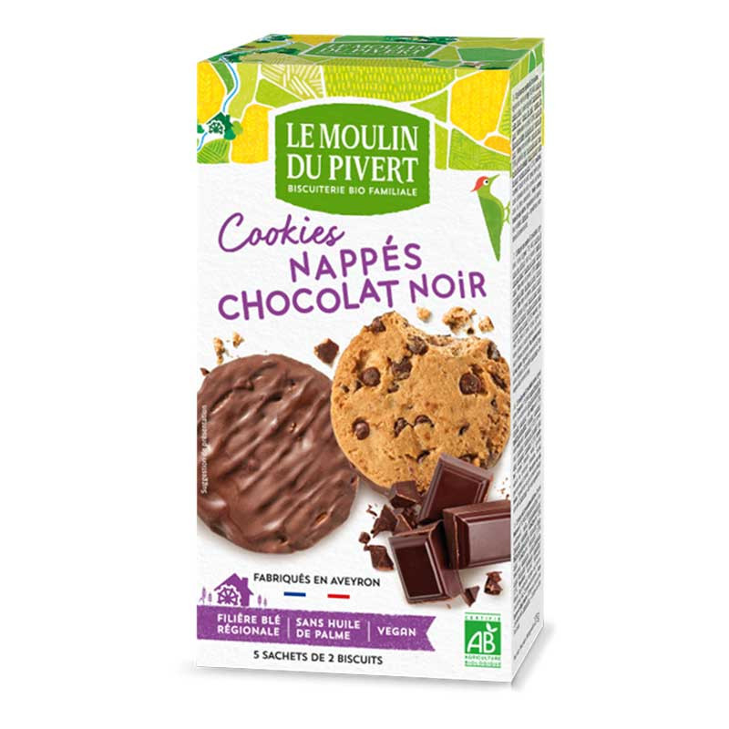 cookies nappés chocolat noir Le Moulin du Pivert