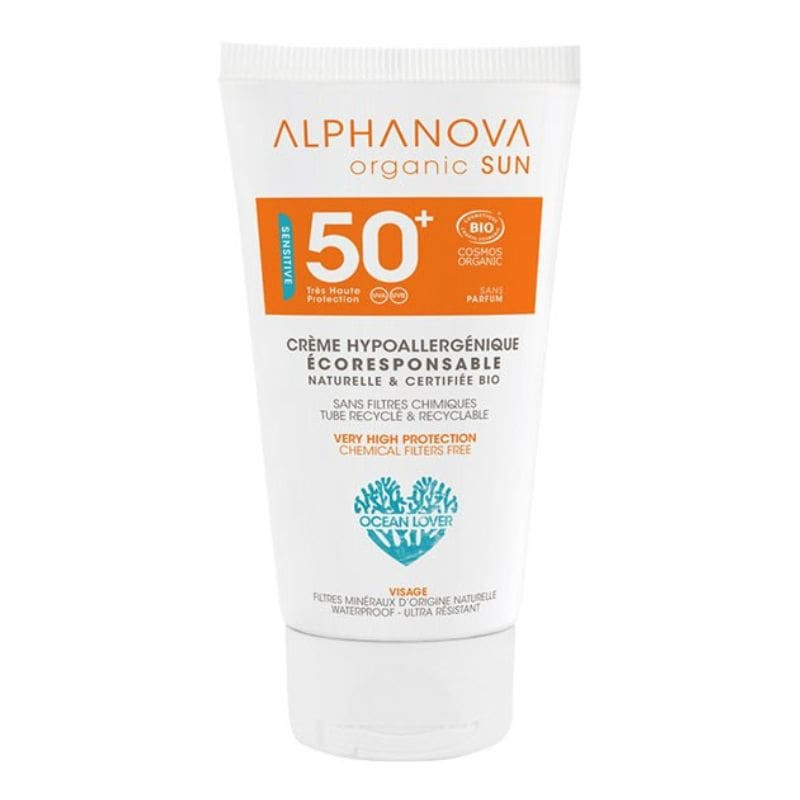 Crème solaire visage Sensitive SPF 50 AlphaNova 50g