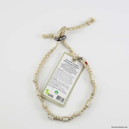 collier ceramique anti tique chanvre les verts moutons taille M-L
