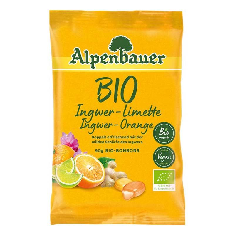 bonbons bio gingembre orange citron vert alpenbauer