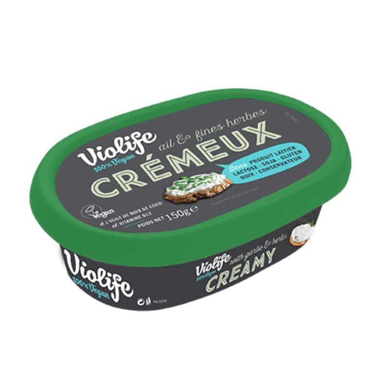 cream cheese vegan ail et fines herbes violife 150g
