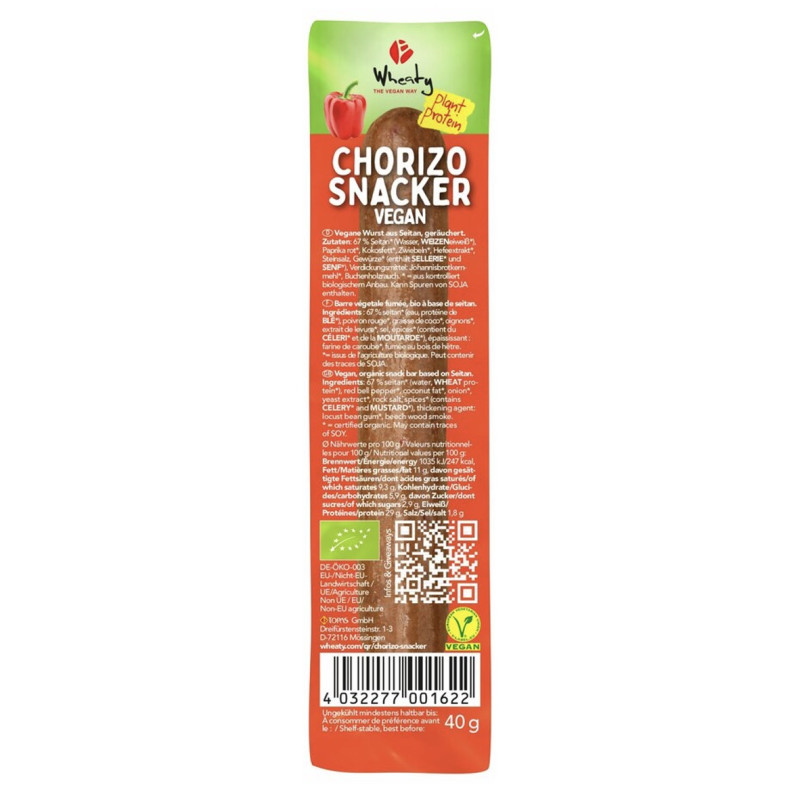 Chorizo snacker vegan Wheaty