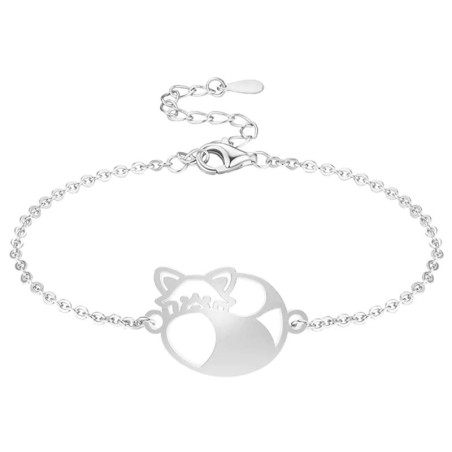 bracelet fauna animal totem panda roux argent