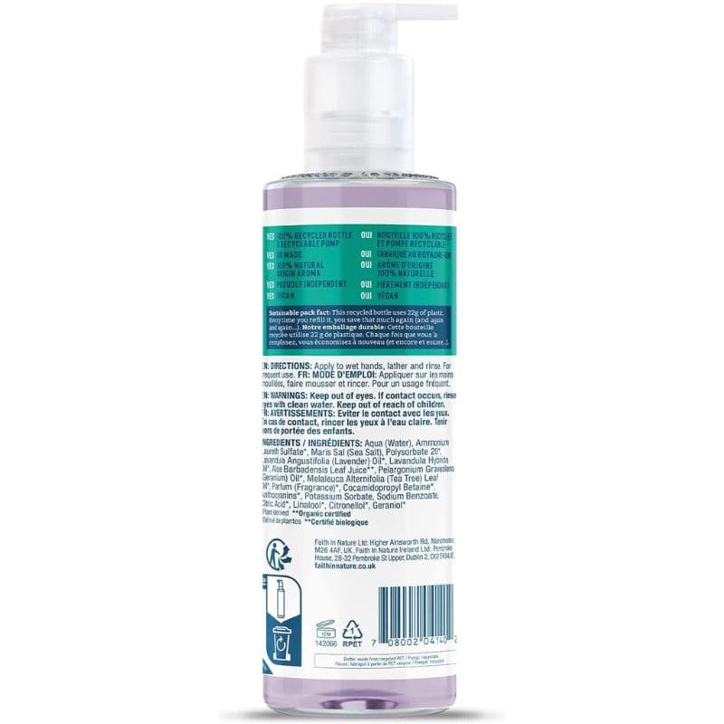 faith in nature savon liquide mains lavande et géranium