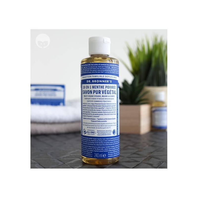 savon liquide menthe poivrée 240ML Dr Bronner