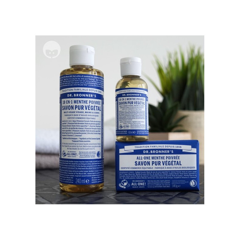 Savon menthe poivrée dr bronner