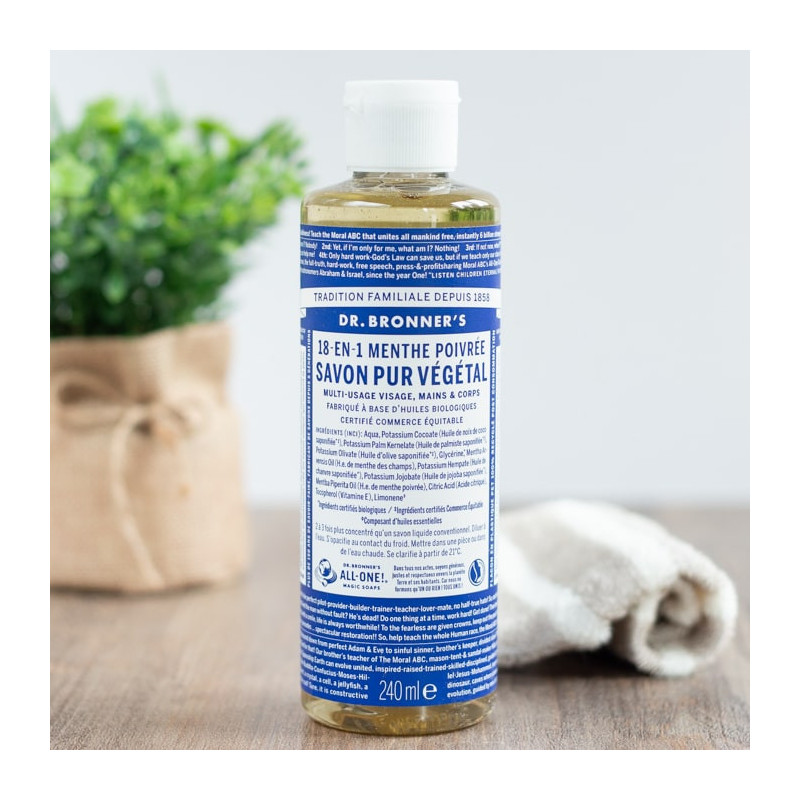 dr bronner savon liquide menthe poivrée 240ml
