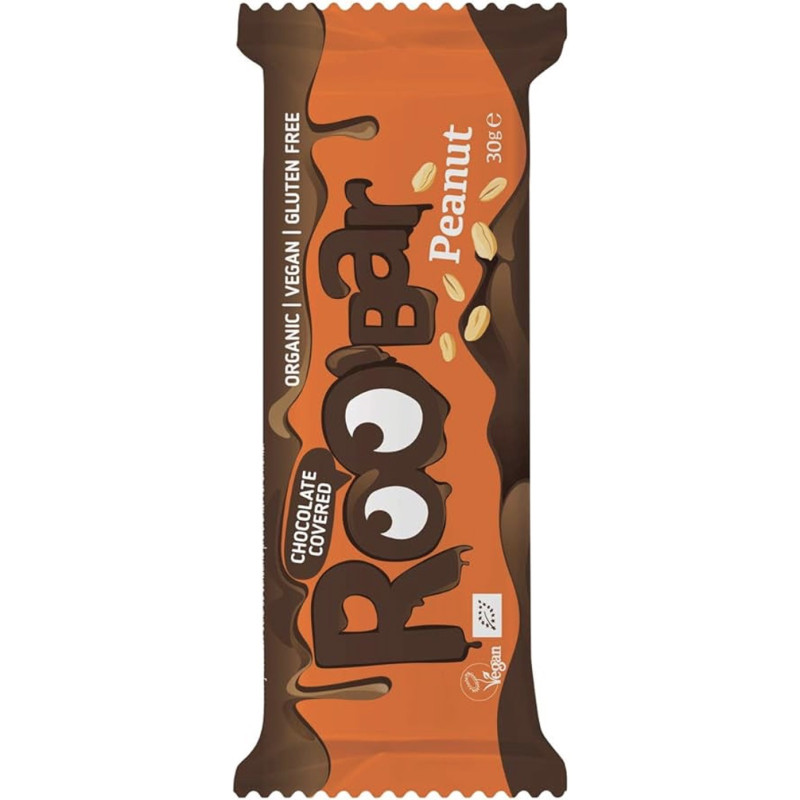 barre cacahuete enrobee chocolat roobar 30g