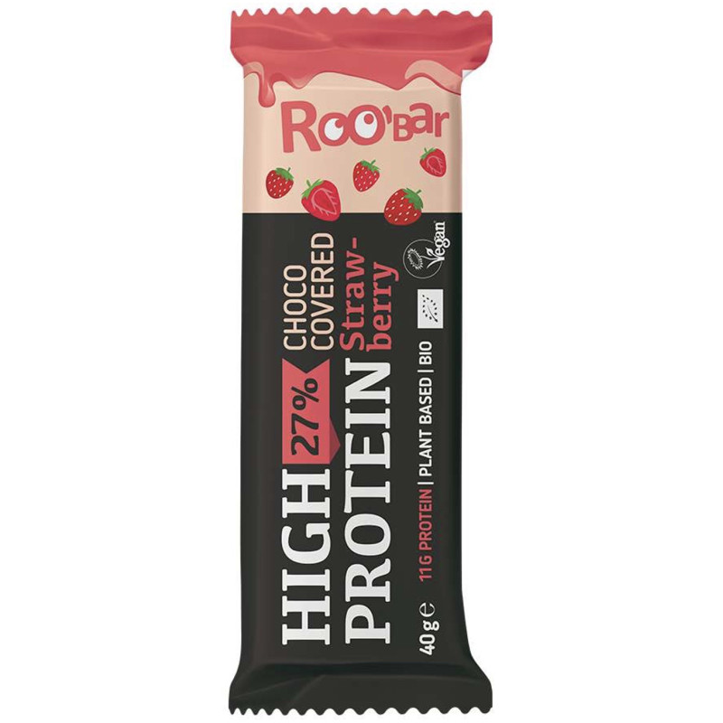 roobar high protein strawberry with pink glaze 40g