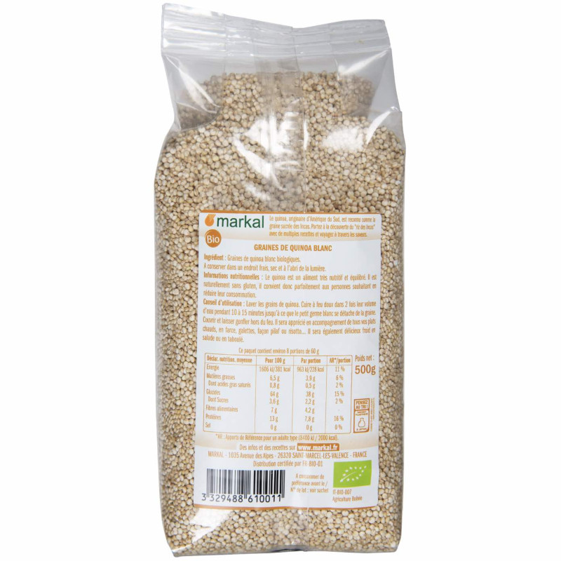 Quinoa Blanc Real bio MARKAL 500g back