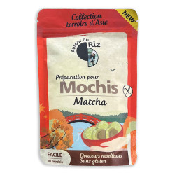 préparation pour mochis matcha autour du riz bio