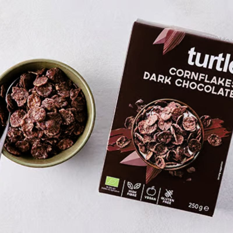 turtle cereales corn flakes dark chocolate 250g