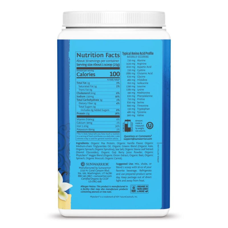 sunwarrior warrior blend protein + greens vanilla