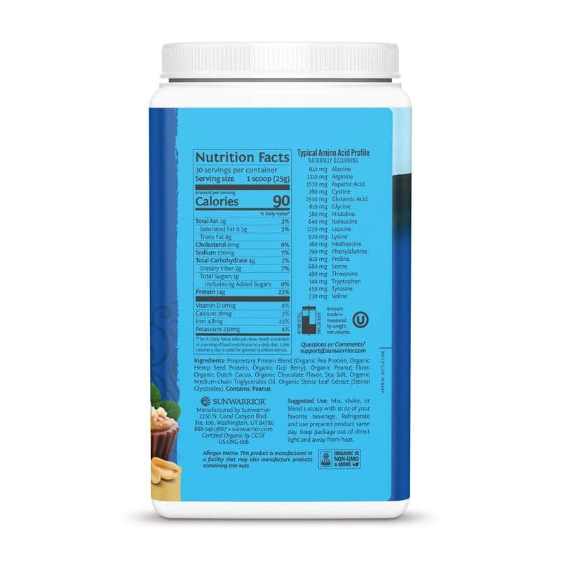 sunwarrior protein warrior blend chocolat beurre de cacahuètes