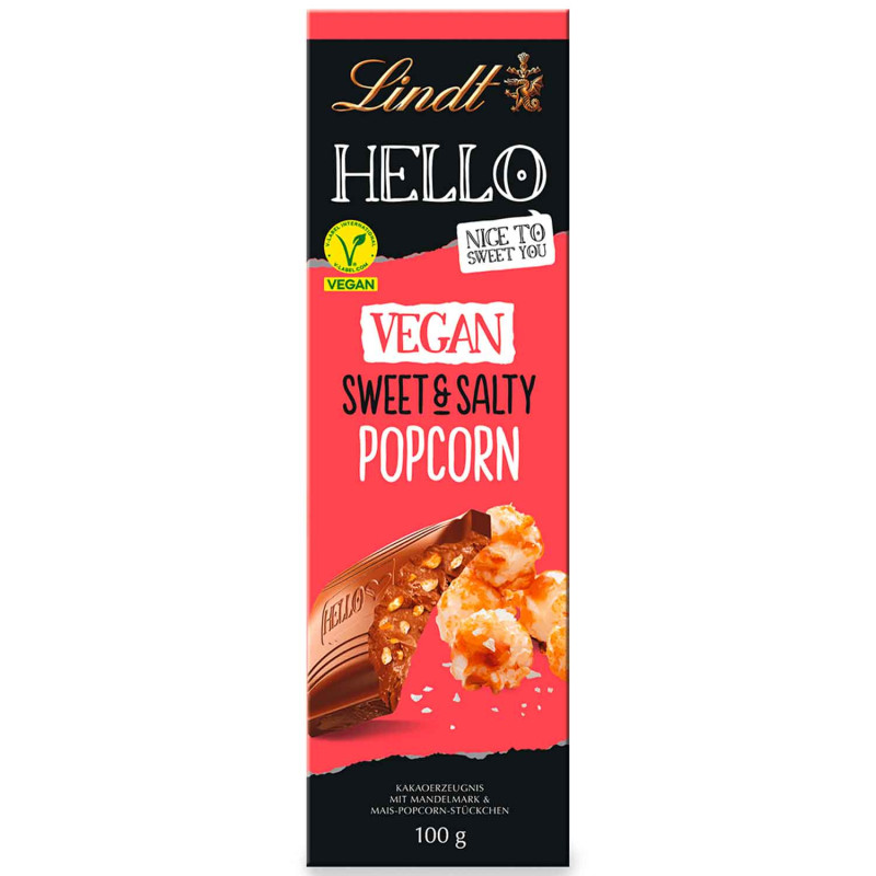 chocolat lindt hello vegan popcorn sucre sale 100g