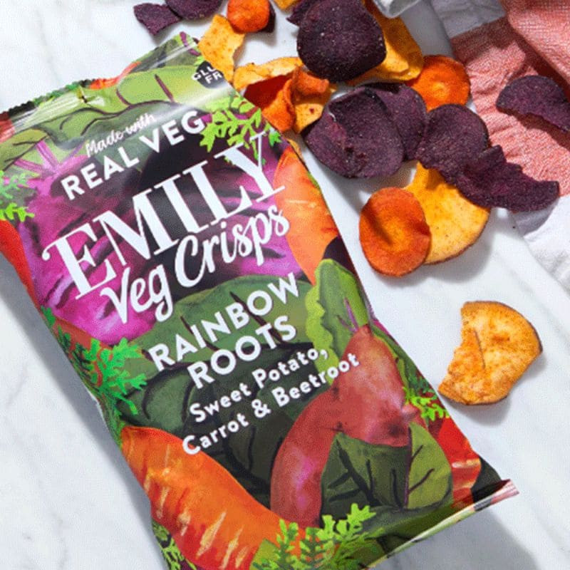 emily veg thins chips rainbow roots