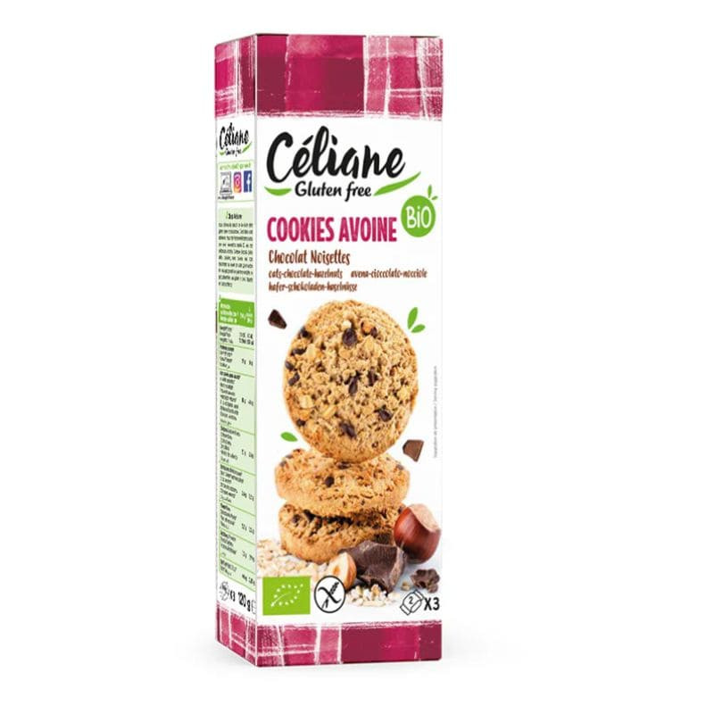 cookie avoine chocolat noisette celiane 120g