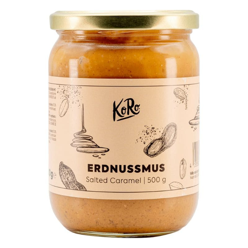puree de cacahuetes caramel sale koro 500g