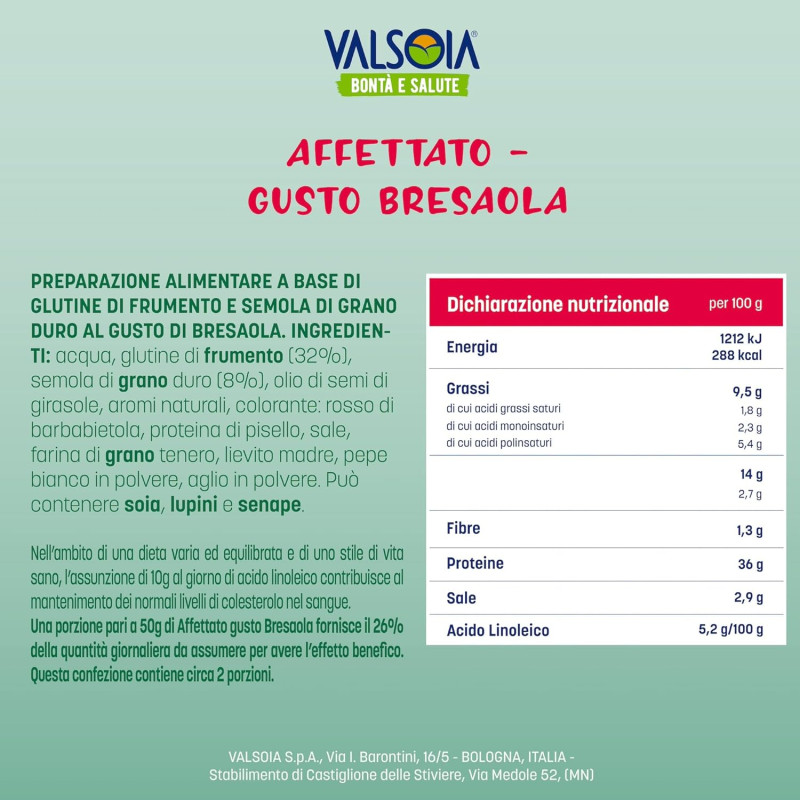 valsoia bresaola ingredients
