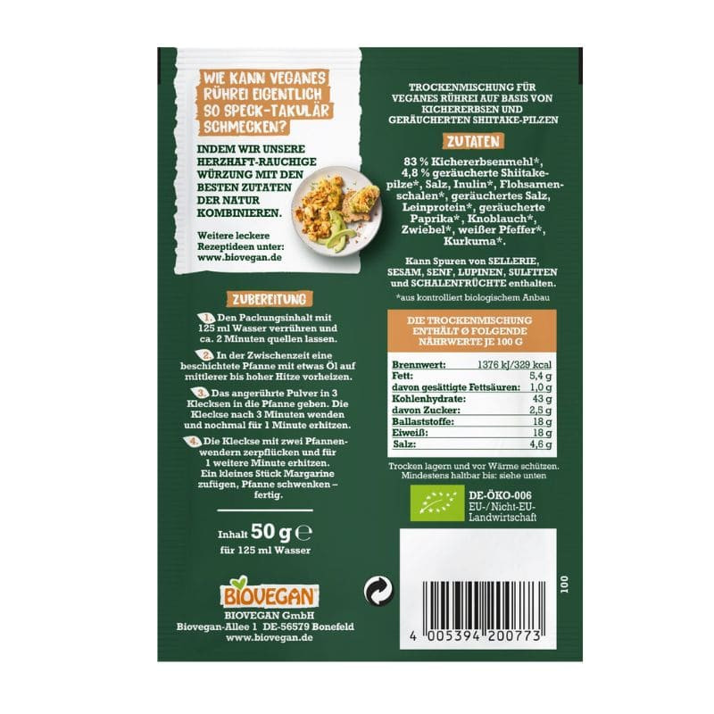 preparation en poudre oeufs brouilles bacon biovegan