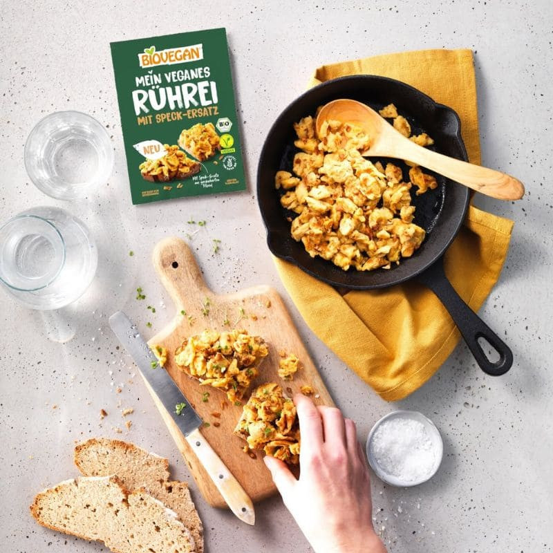 biovegan preparation en poudre oeufs brouilles bacon