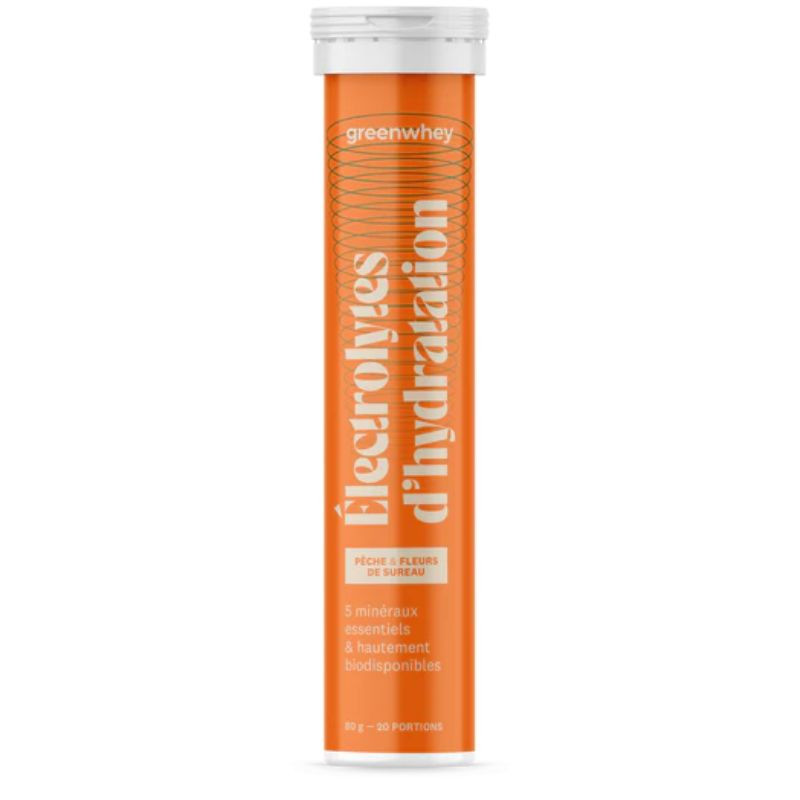 electrolytes d'hydratation peche fleurs de sureau greenwhey