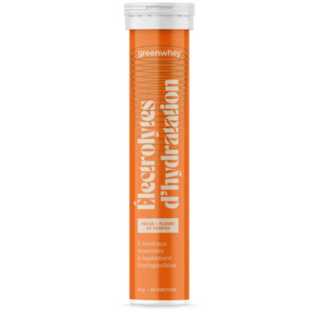 electrolytes d'hydratation peche fleurs de sureau greenwhey