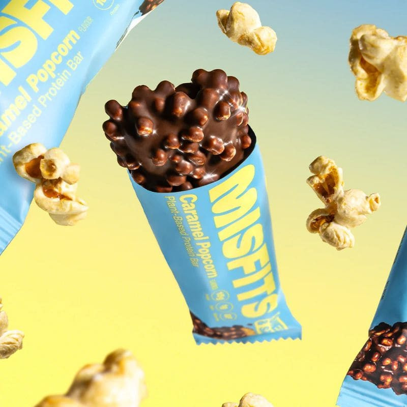 misfits protein bar - caramel popcorn sweet salty