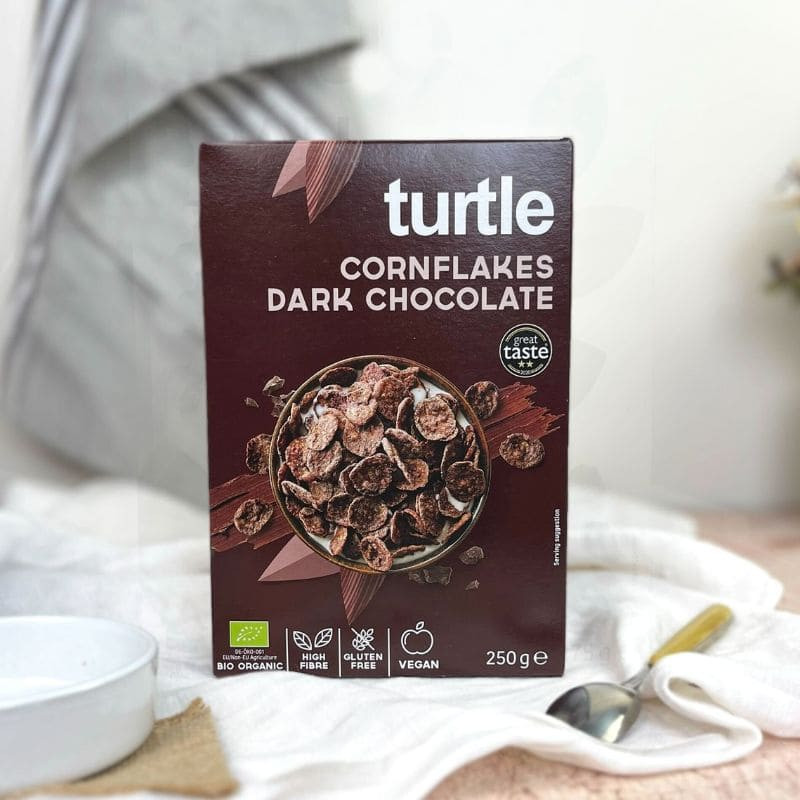 cereales turtle corn flakes dark chocolate