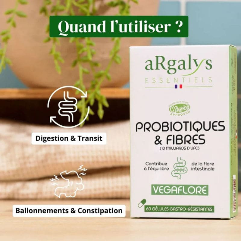 vegaflore argalys probiotiques & fibres - 60 gélules