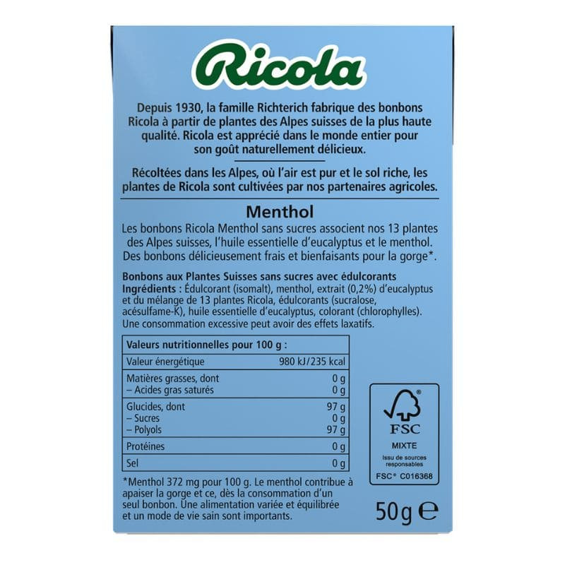 ricola bonbon menthol
