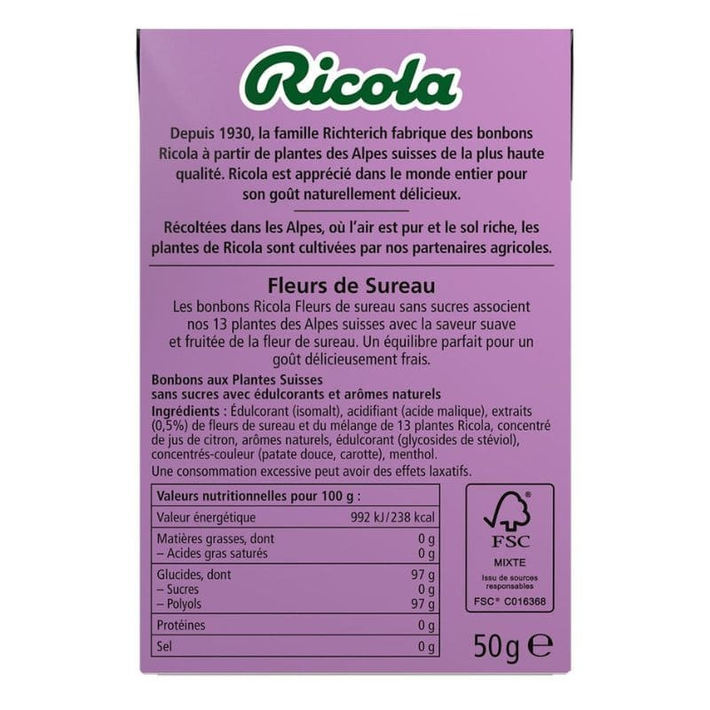 ricola bonbon fleurs de sureau