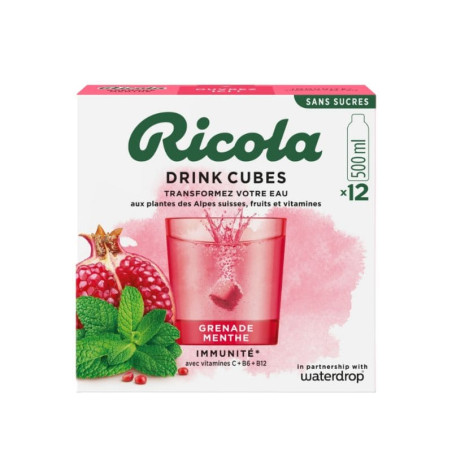 drink cubes waterdrop ricola grenade menthe x12