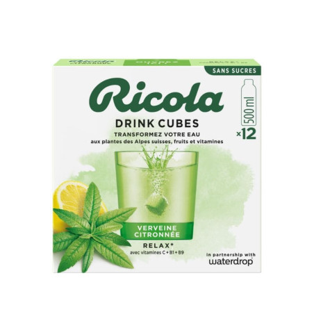 drink cubes waterdrop ricola verveine citronnée x12