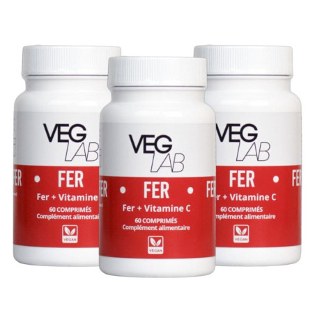 lot fer + vitamine c veglab 3x60 comprimes