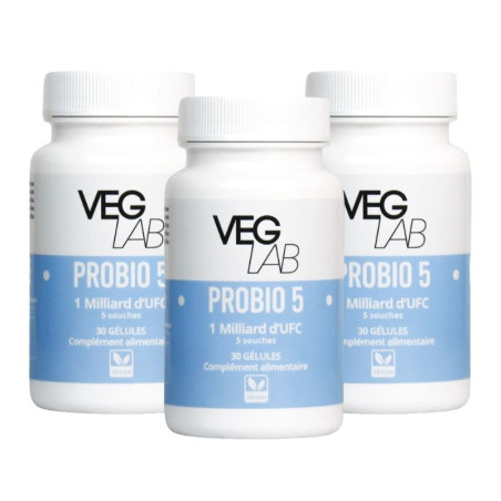 lot probio 5 veglab 3x30 gélules