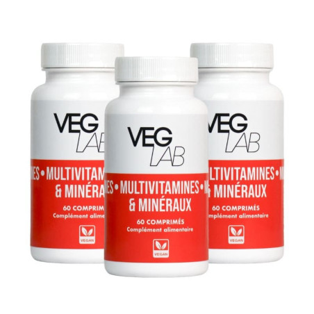 lot mutivitamines mineraux veglab 3x60 comprimes