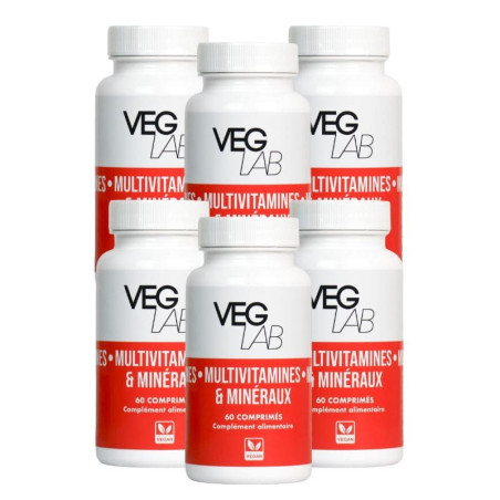 lot mutivitamines mineraux veglab 6x60 comprimes