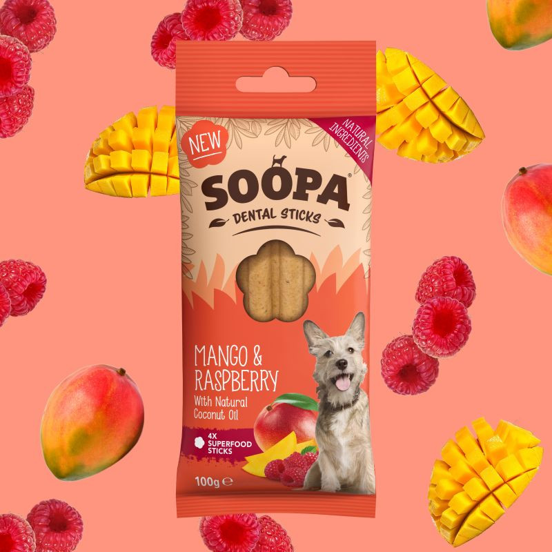 dental sticks mango and raspberry soopa