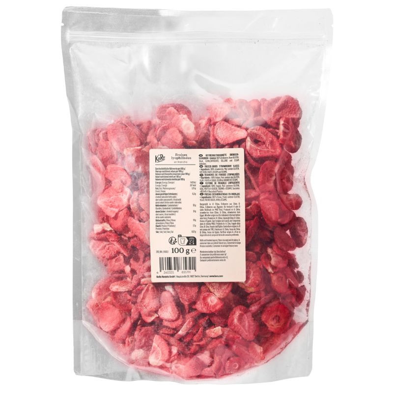Fraises lyophilisées en tranches - 100g
