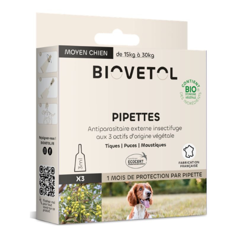 Pipettes Moyen Chien Bio 3ml - x3