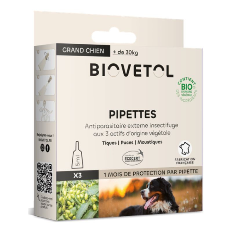 Pipettes Grand Chien Bio 5ml - x3