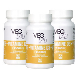 Lot de 3x Vitamine D3 2500 IU Veglab
