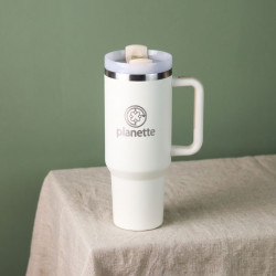 Mug Isotherme avec paille et poignée - type stanley