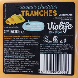 violife cheddar tranches 500g valeurs nutritionnelles	