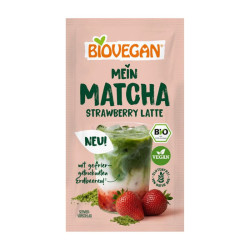 matcha strawberry latte biovegan
