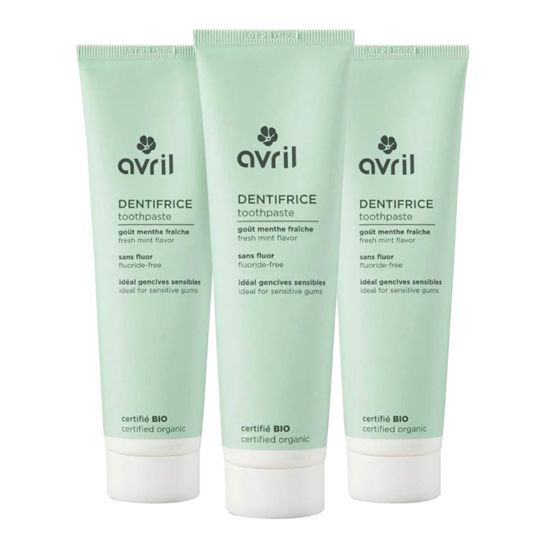 lot dentifrice bio sans fluor menthe avril 100ml x3